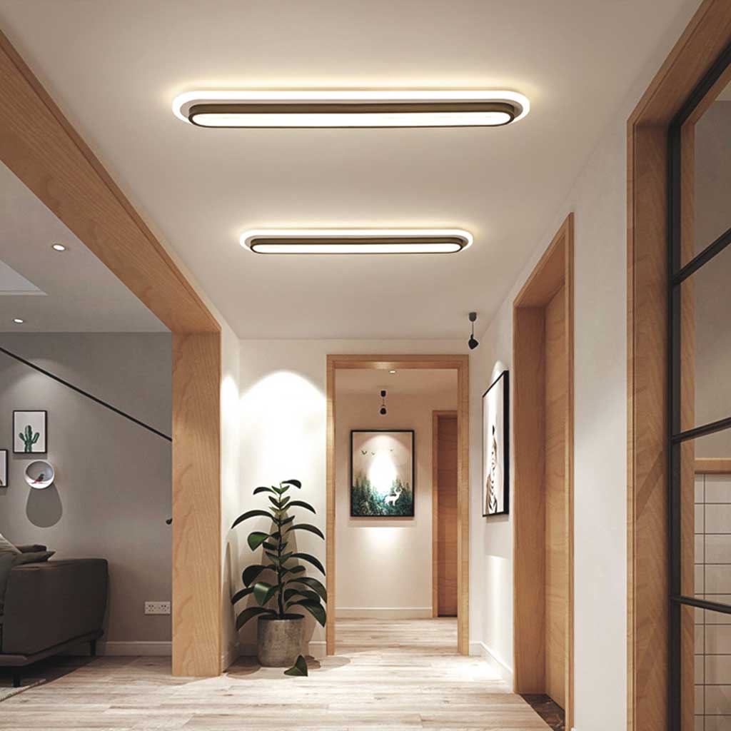 Flush Mount Ceiling Light Chic Oval Linear LED, Black / White