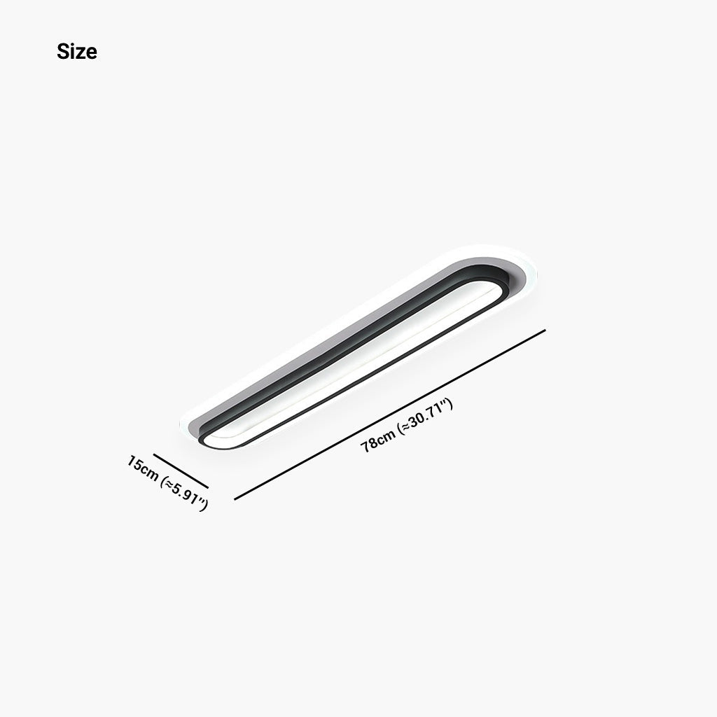 Flush Mount Ceiling Light Chic Oval Linear LED, Black / White