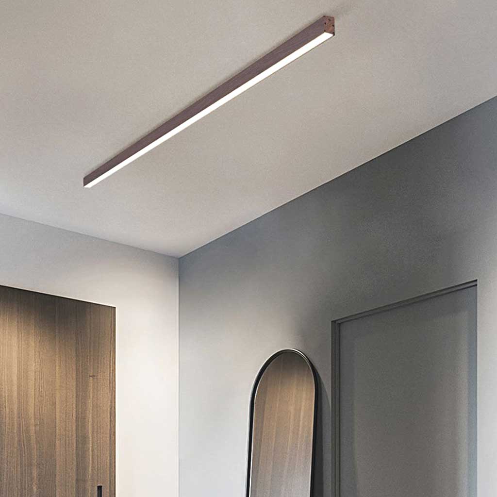 Flush Mount Ceiling Light  Minimalist Linear Dimmable LED, Log/Walnut Color