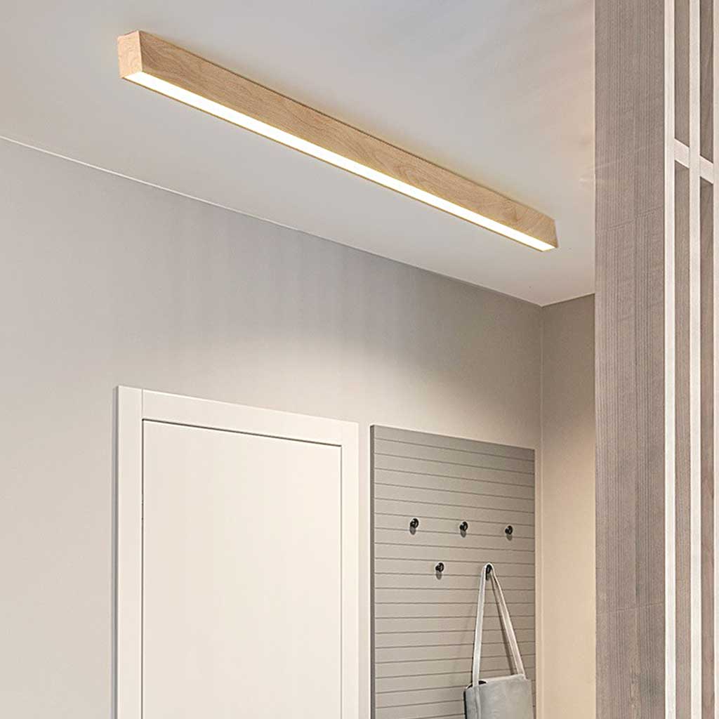 Flush Mount Ceiling Light  Minimalist Linear Dimmable LED, Log/Walnut Color