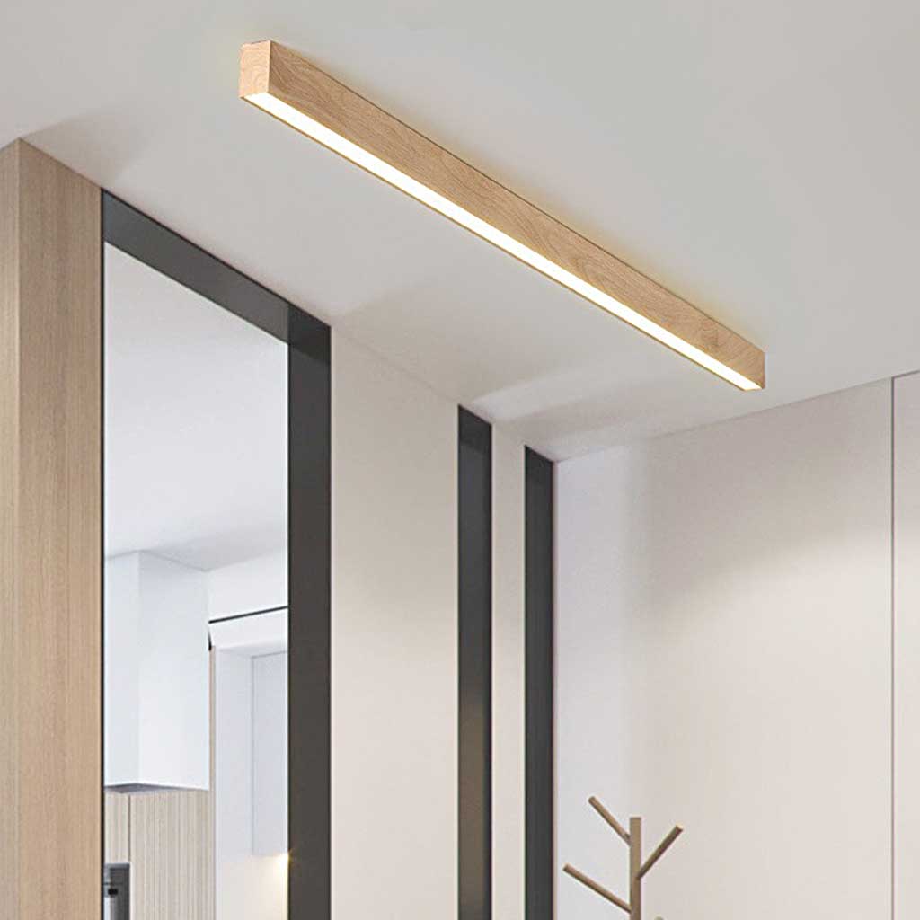 Flush Mount Ceiling Light  Minimalist Linear Dimmable LED, Log/Walnut Color
