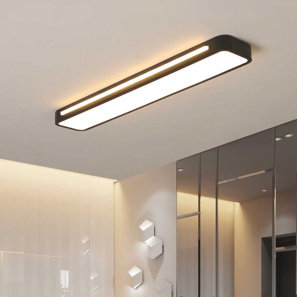 Flush Mount Ceiling Light Nordic Linear LED Rectangle, Black / White