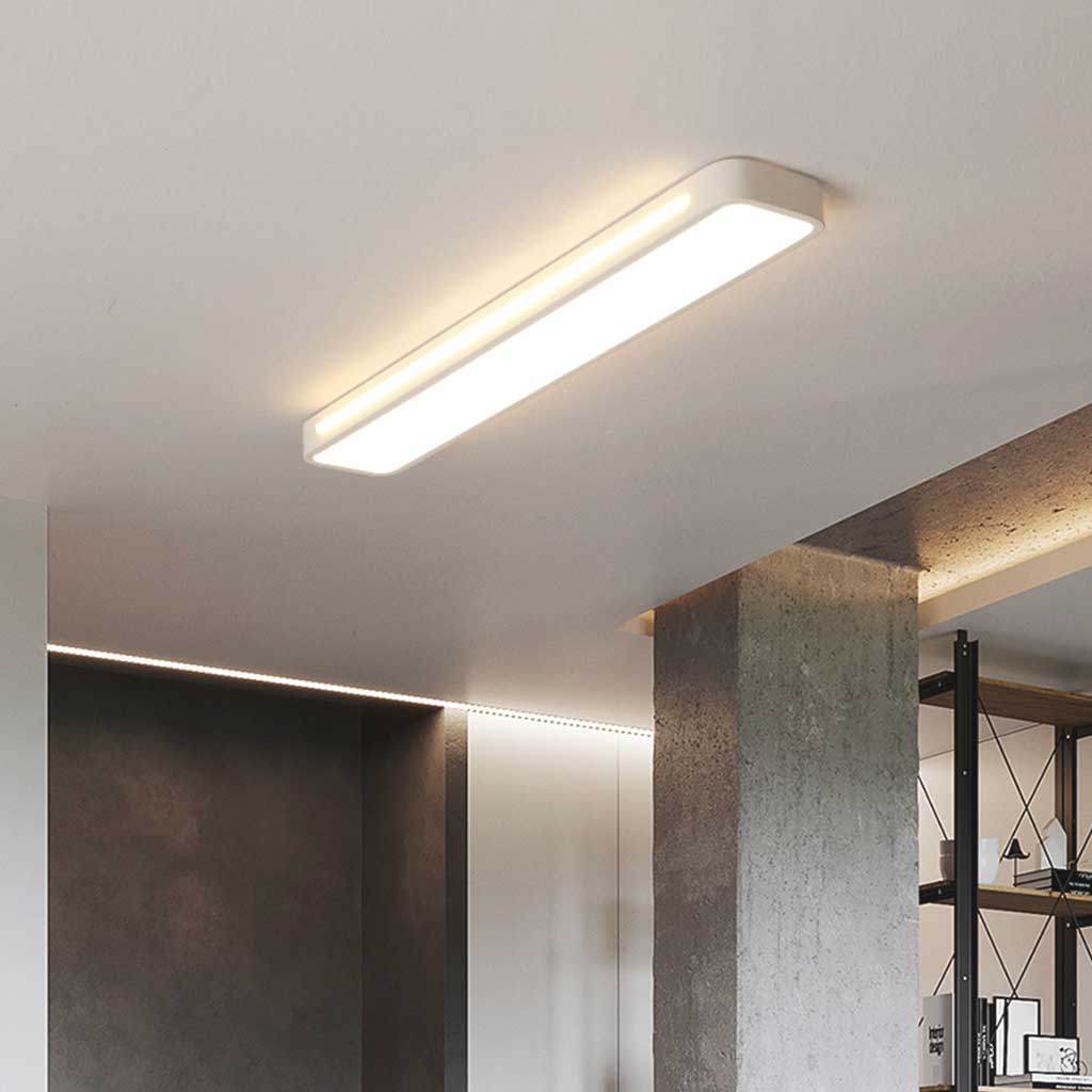 Flush Mount Ceiling Light Nordic Linear LED Rectangle, Black / White