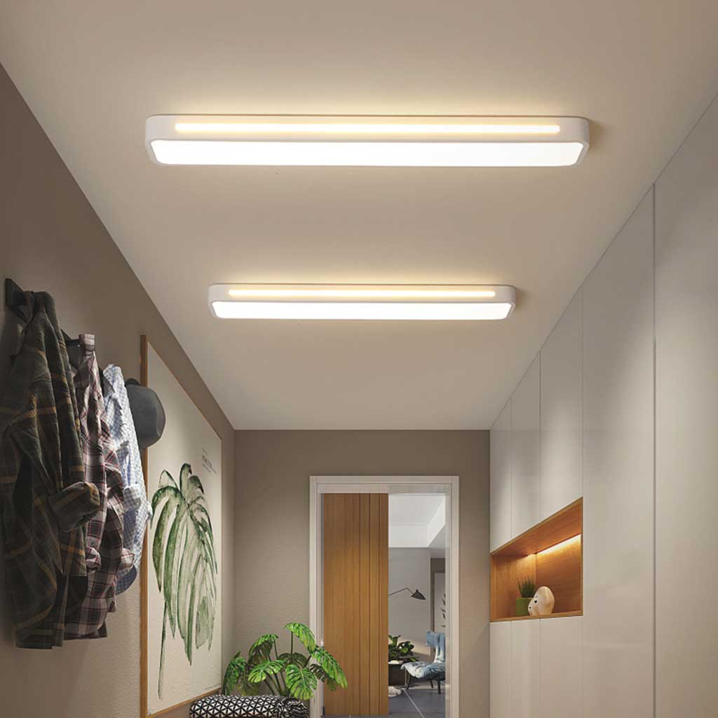 Flush Mount Ceiling Light Nordic Linear LED Rectangle, Black / White
