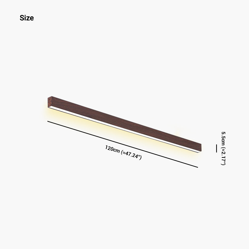 Flush Mount Ceiling Light  Minimalist Linear Dimmable LED, Log/Walnut Color