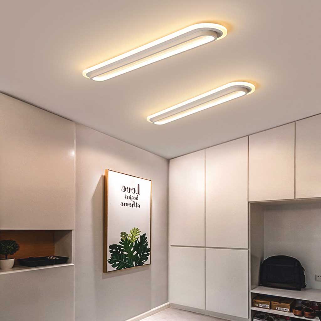 Flush Mount Ceiling Light Chic Oval Linear LED, Black / White