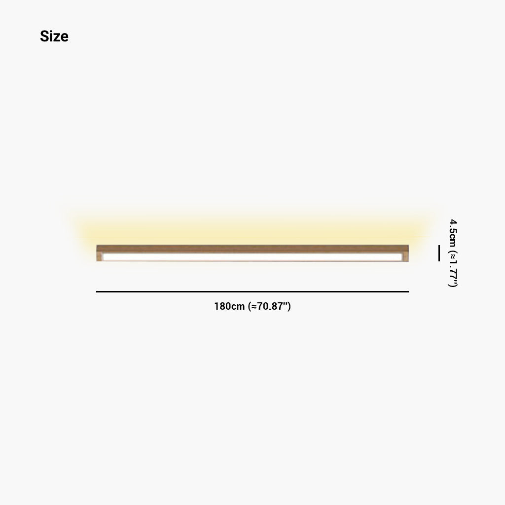 Flush Mount Ceiling Light Long Wooden Linear LED