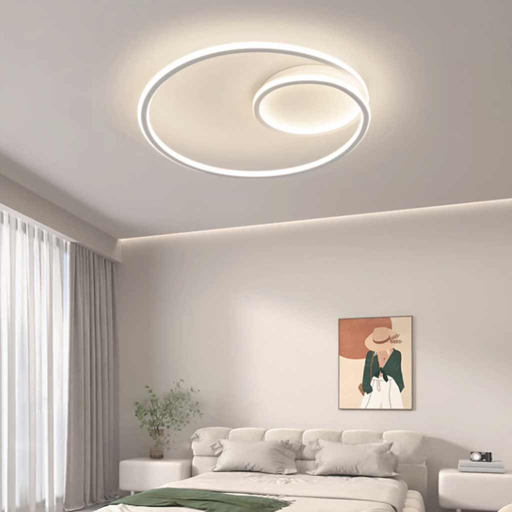Flush Mount Ceiling Light Minimalist Circle Dimmable LED, Black / White
