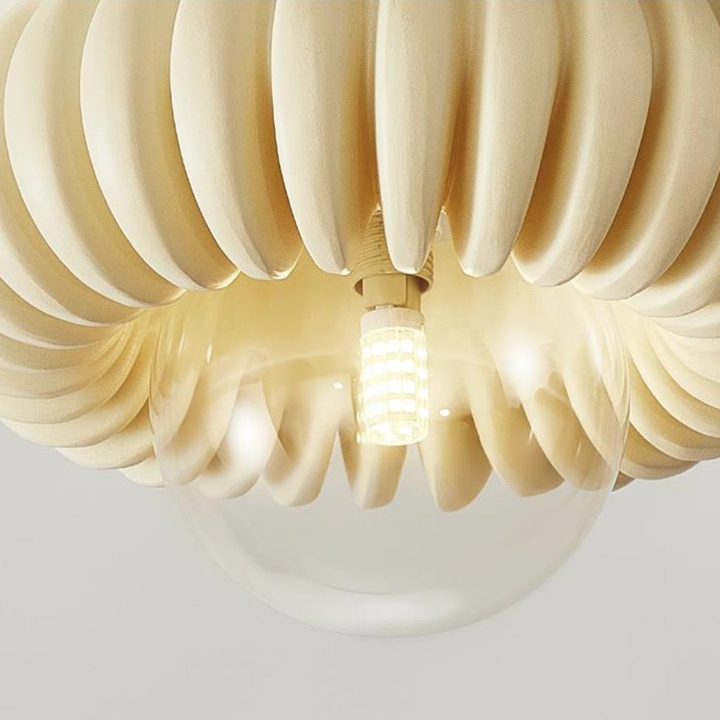 Flush Mount Ceiling Light French Cream Pumpkin Round