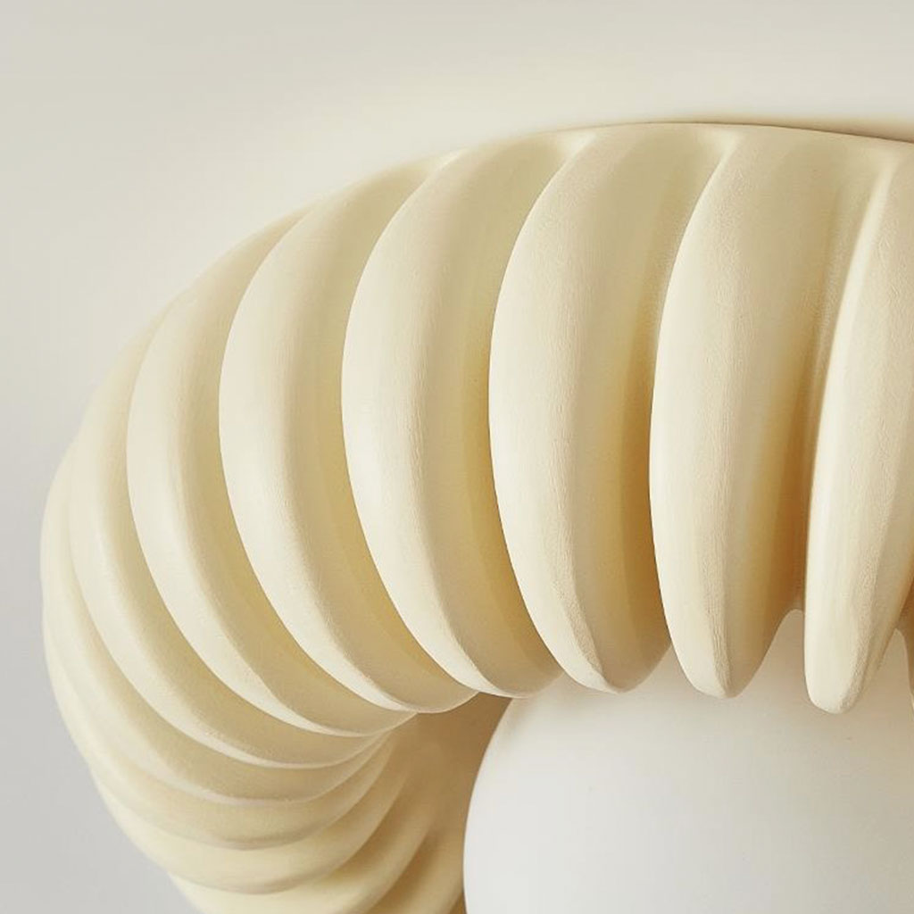 Flush Mount Ceiling Light French Cream Pumpkin Round