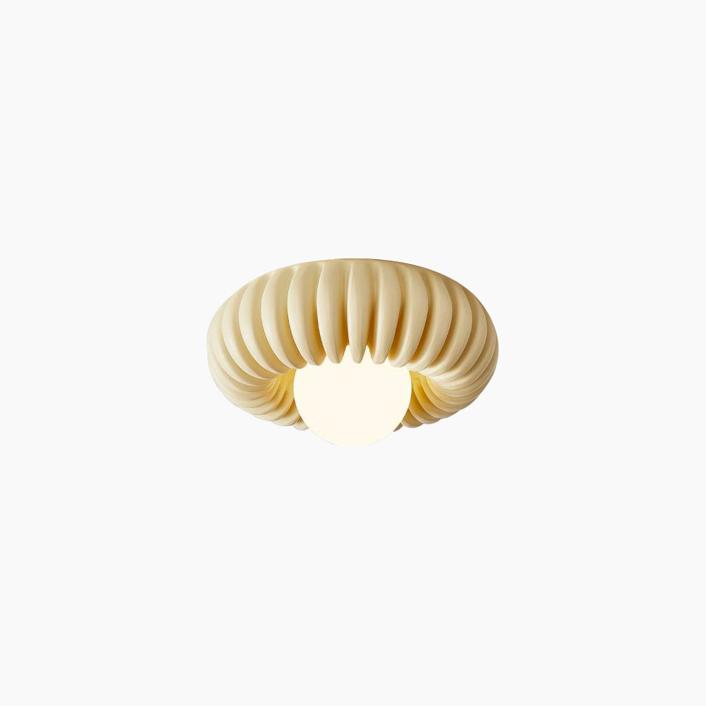 Flush Mount Ceiling Light French Cream Pumpkin Round