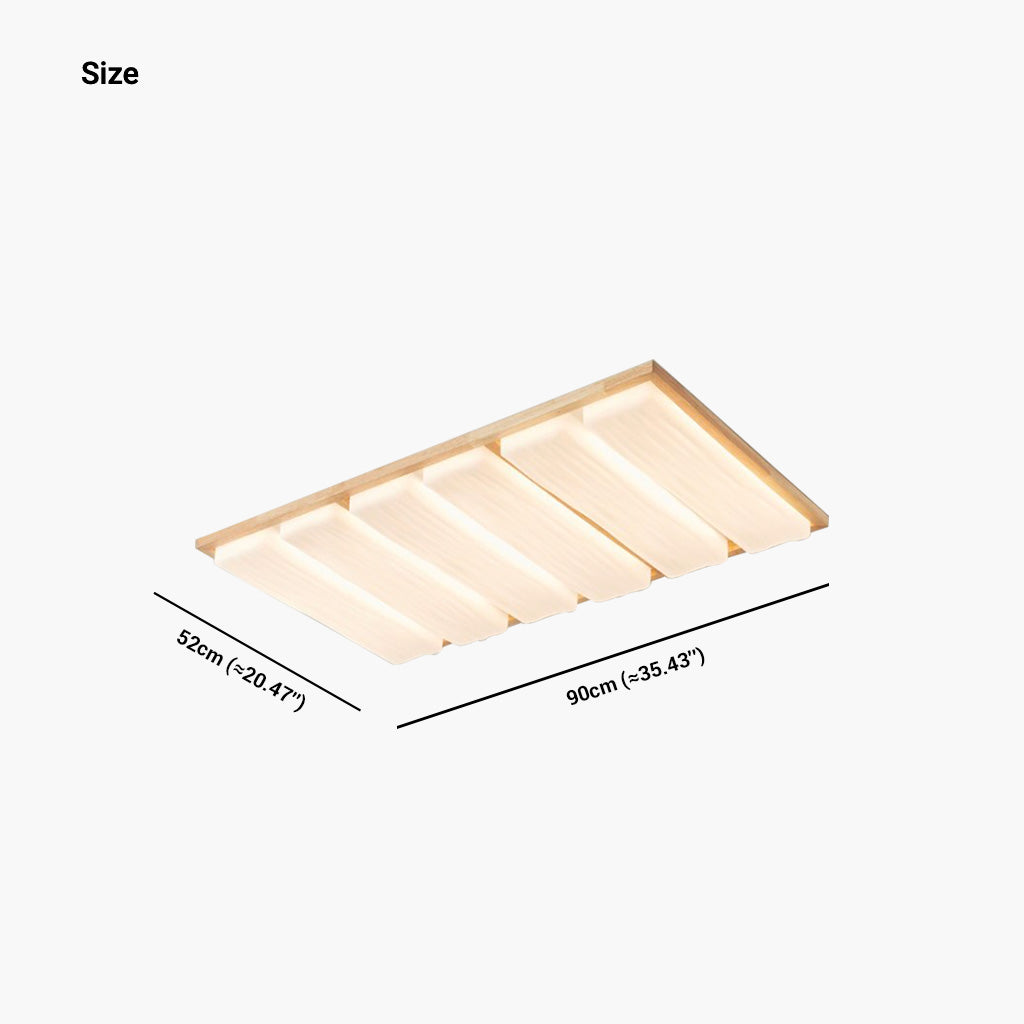 Flush Mount Ceiling Light Nordic Wooden Rectangle, Dimmable