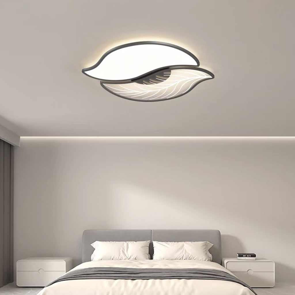 Flush Mount Ceiling Light Unique Leaf LED Dimmable, White/Black