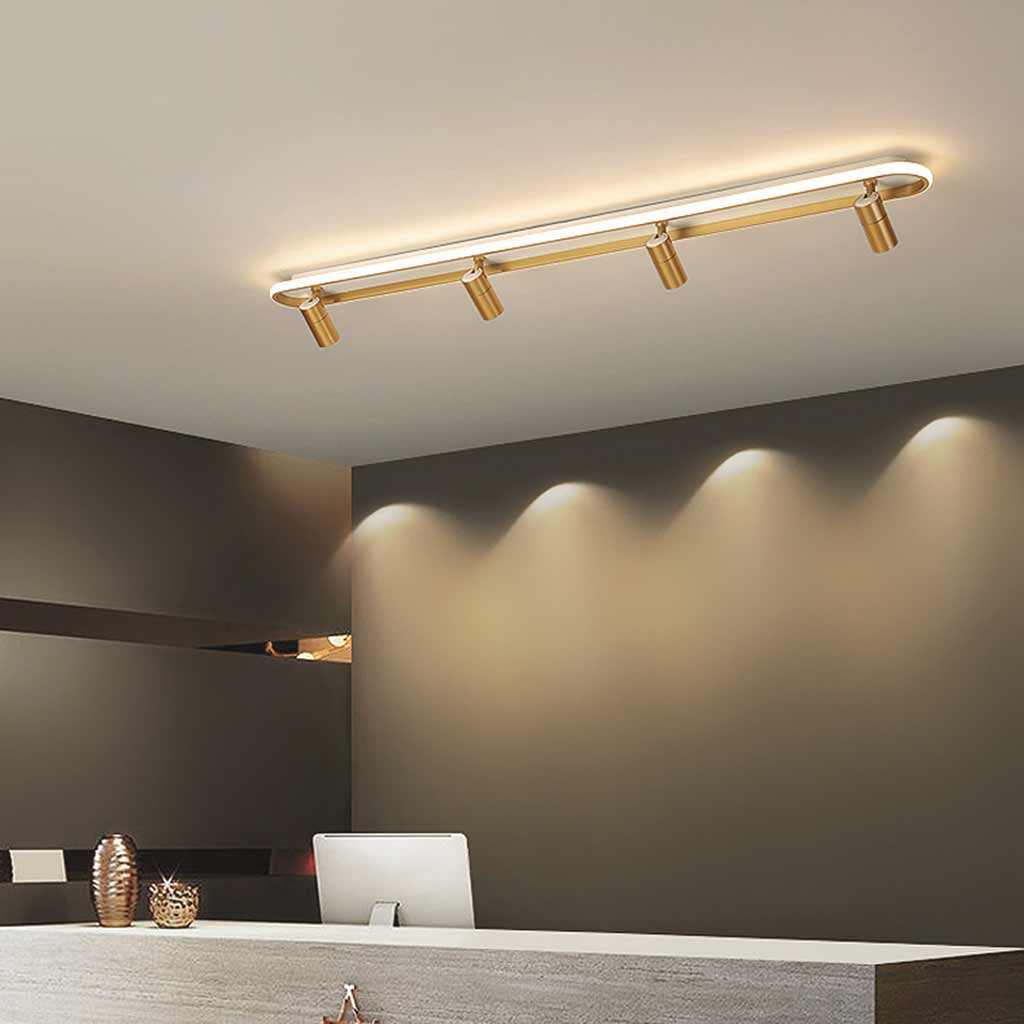 Flush Mount Ceiling Track Lighting Spotlight Stylish Linear LED, Gold & White