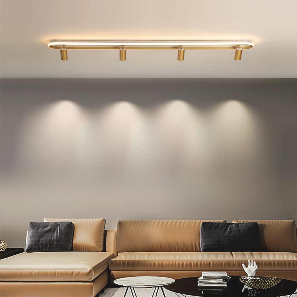Flush Mount Ceiling Track Lighting Spotlight Stylish Linear LED, Gold & White