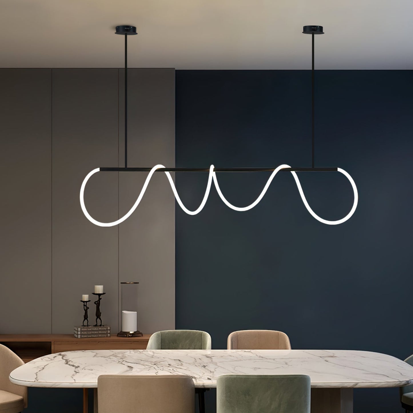 Serpentine Glow Black Chandelier