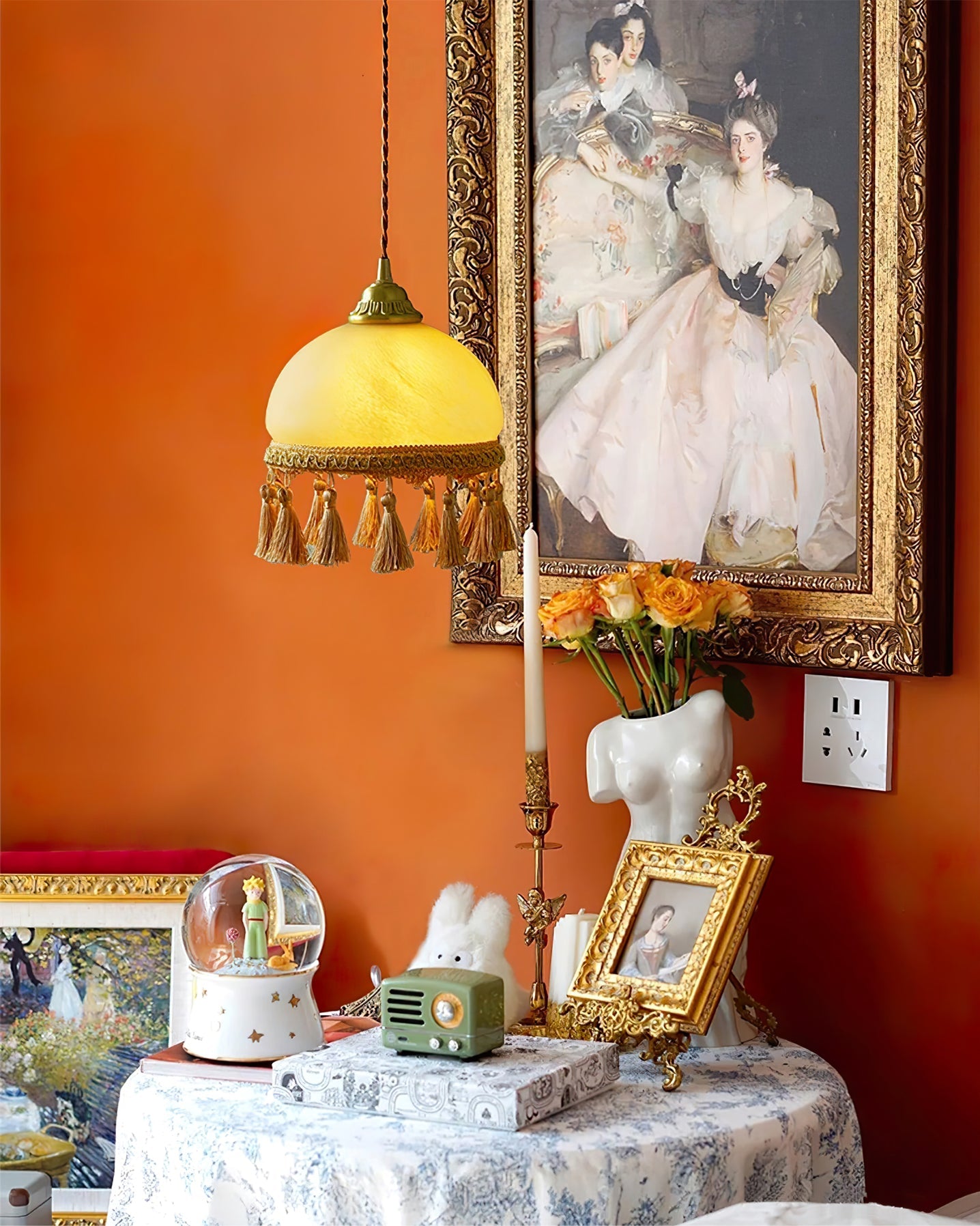 French Tassels Brass Pendant Light