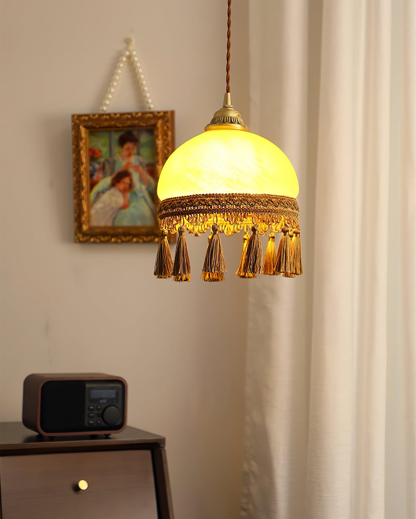 French Tassels Brass Pendant Light