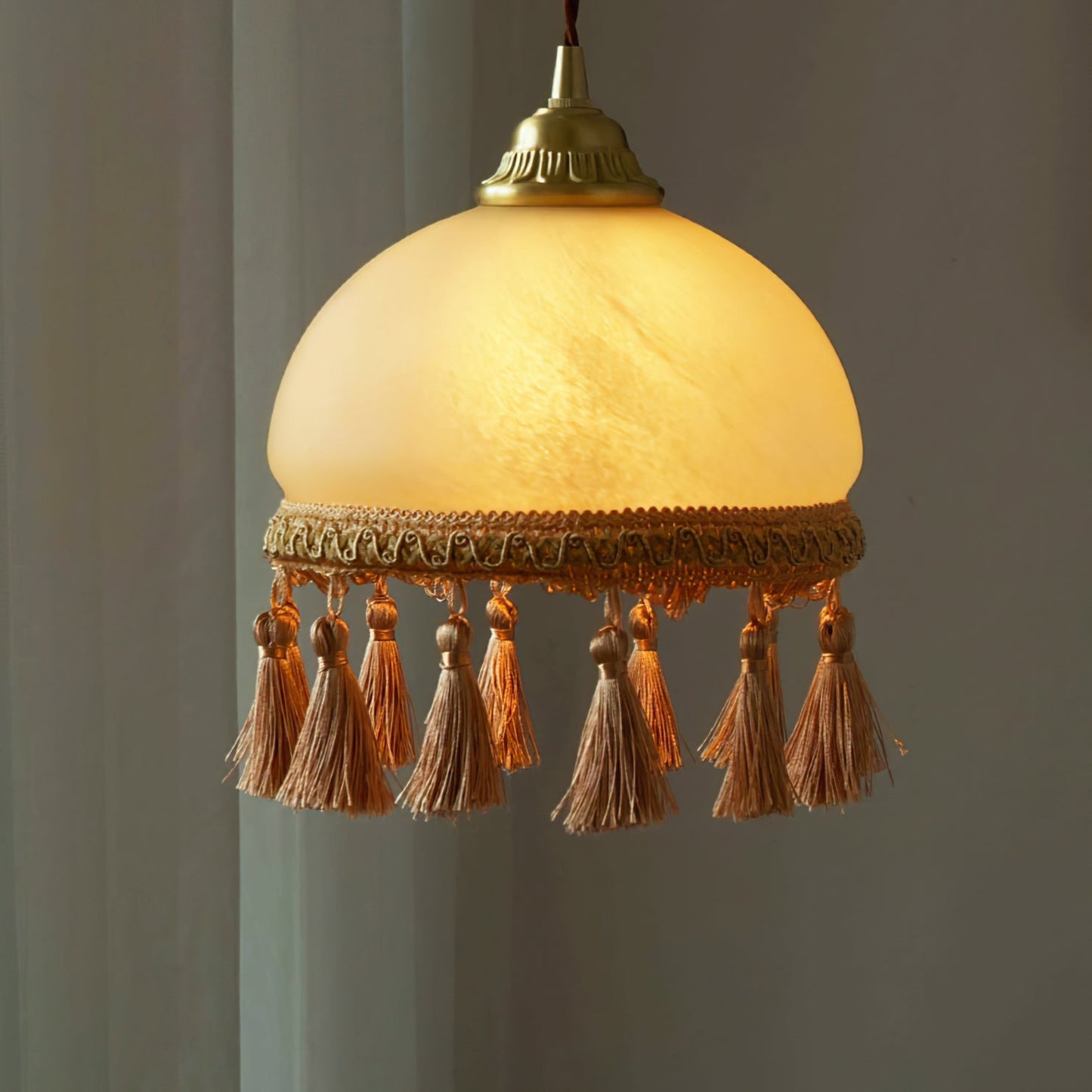 French Tassels Brass Pendant Light