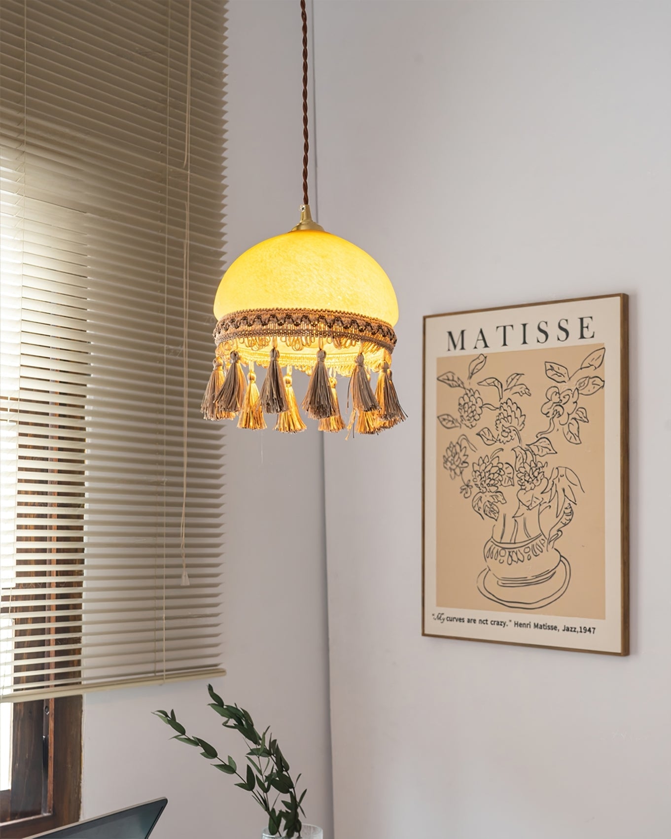 French Tassels Brass Pendant Light
