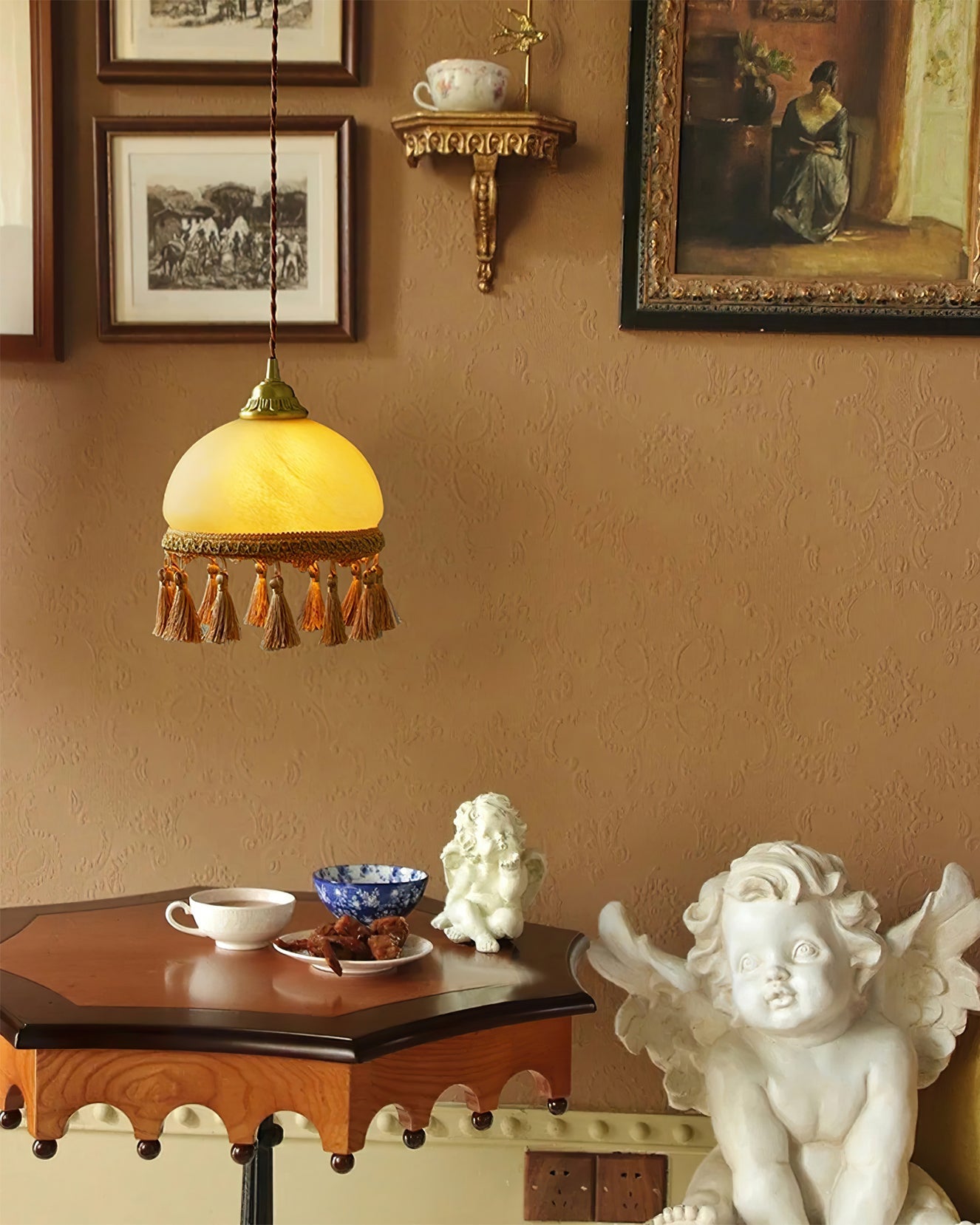 French Tassels Brass Pendant Light