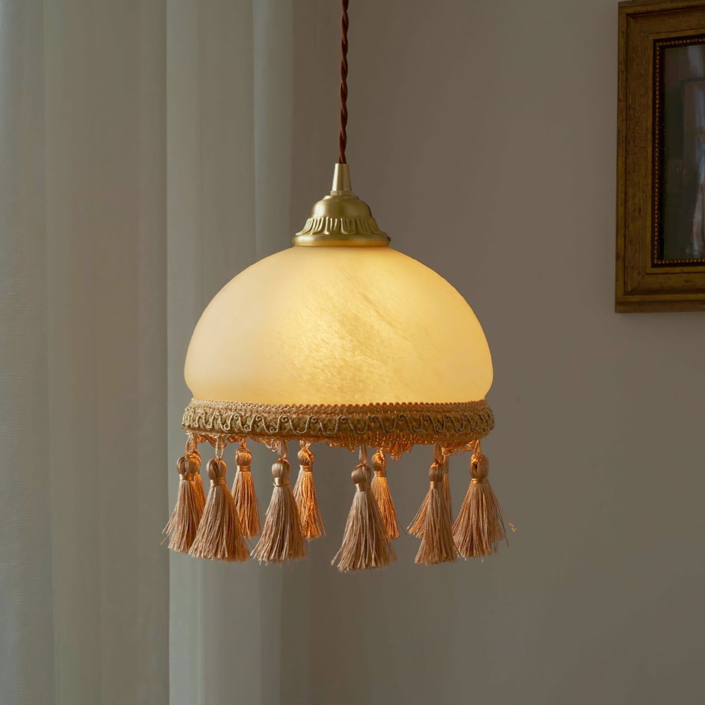 French Tassels Brass Pendant Light