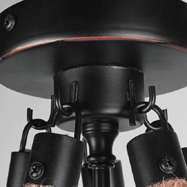 Frentty- Rustic Hemp Rope Iron Basket Antique with 3 Candle Lights