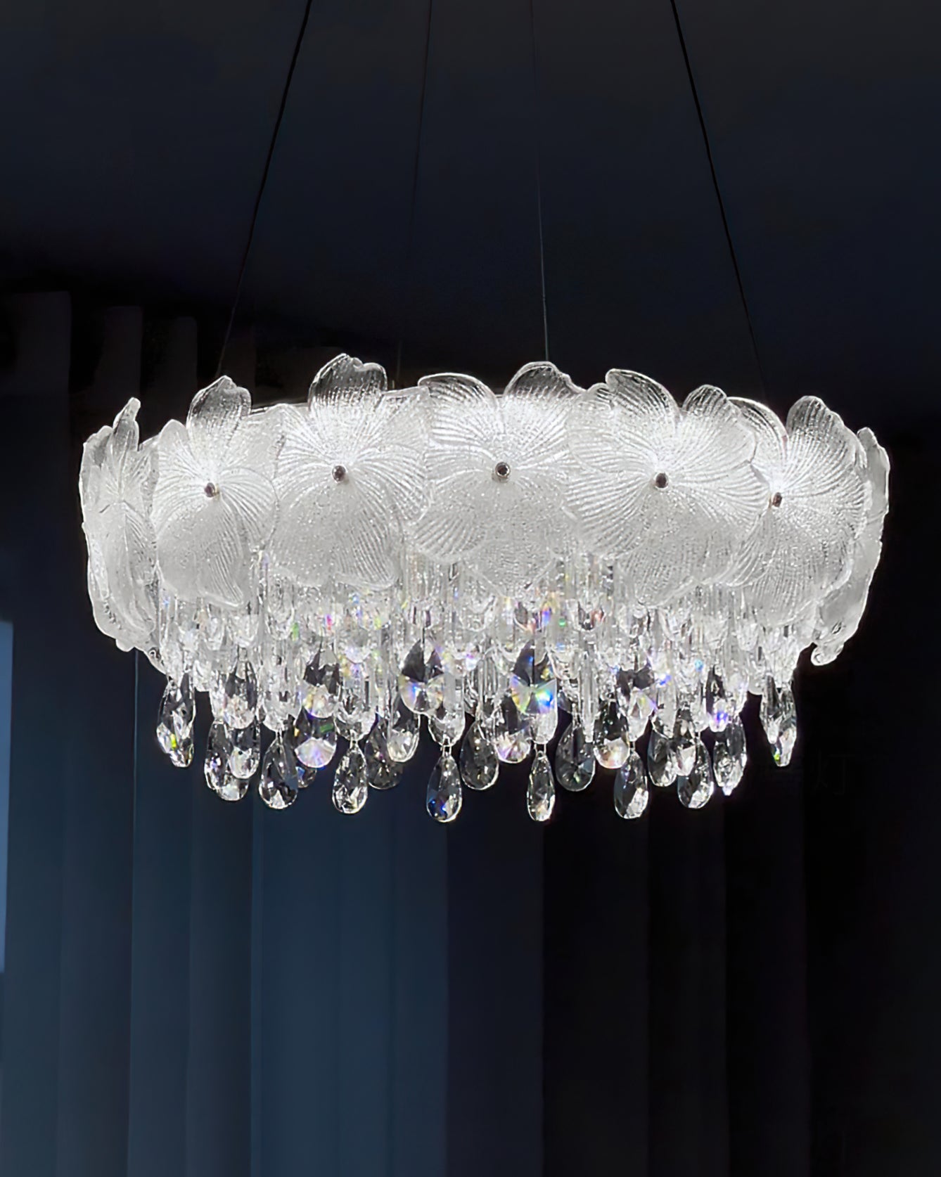 Frost Flower Glass Chandelier