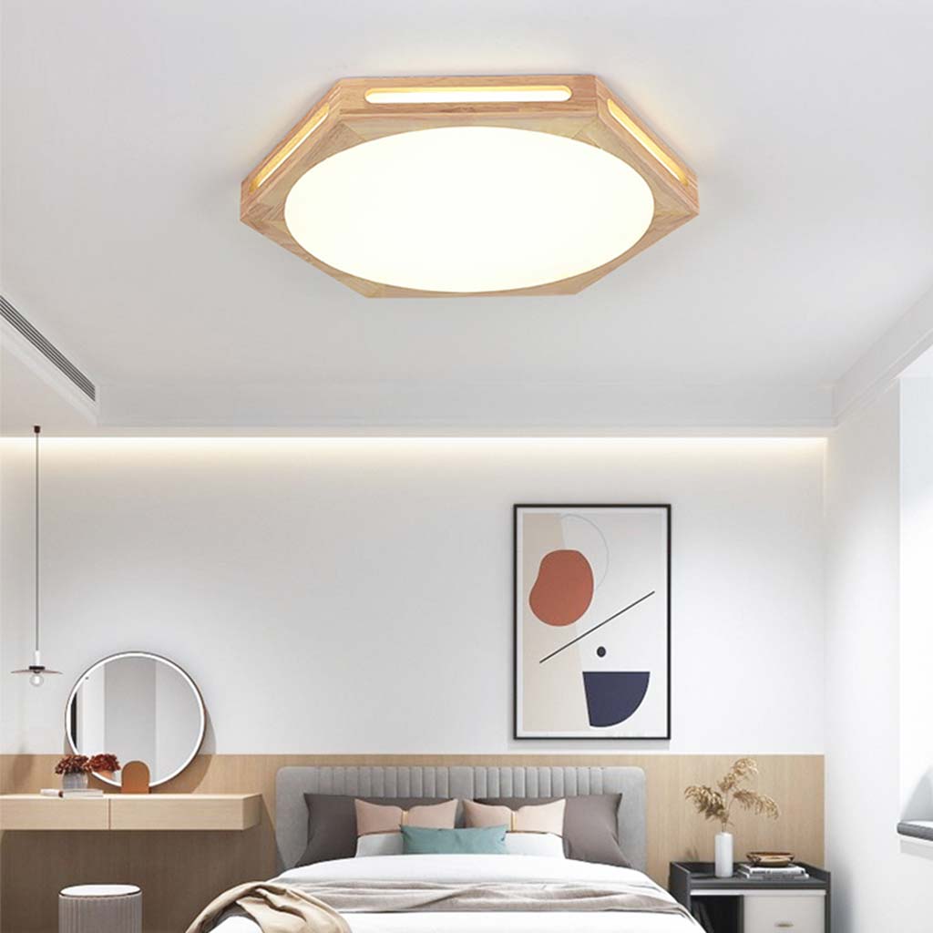 Flush Mount Ceiling Light Modern Geometric Hexagon Wood