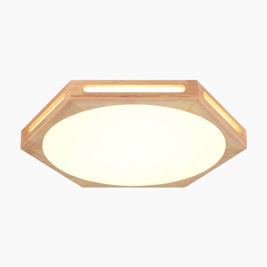 Flush Mount Ceiling Light Modern Geometric Hexagon Wood