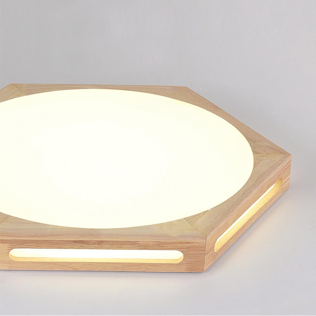Flush Mount Ceiling Light Modern Geometric Hexagon Wood