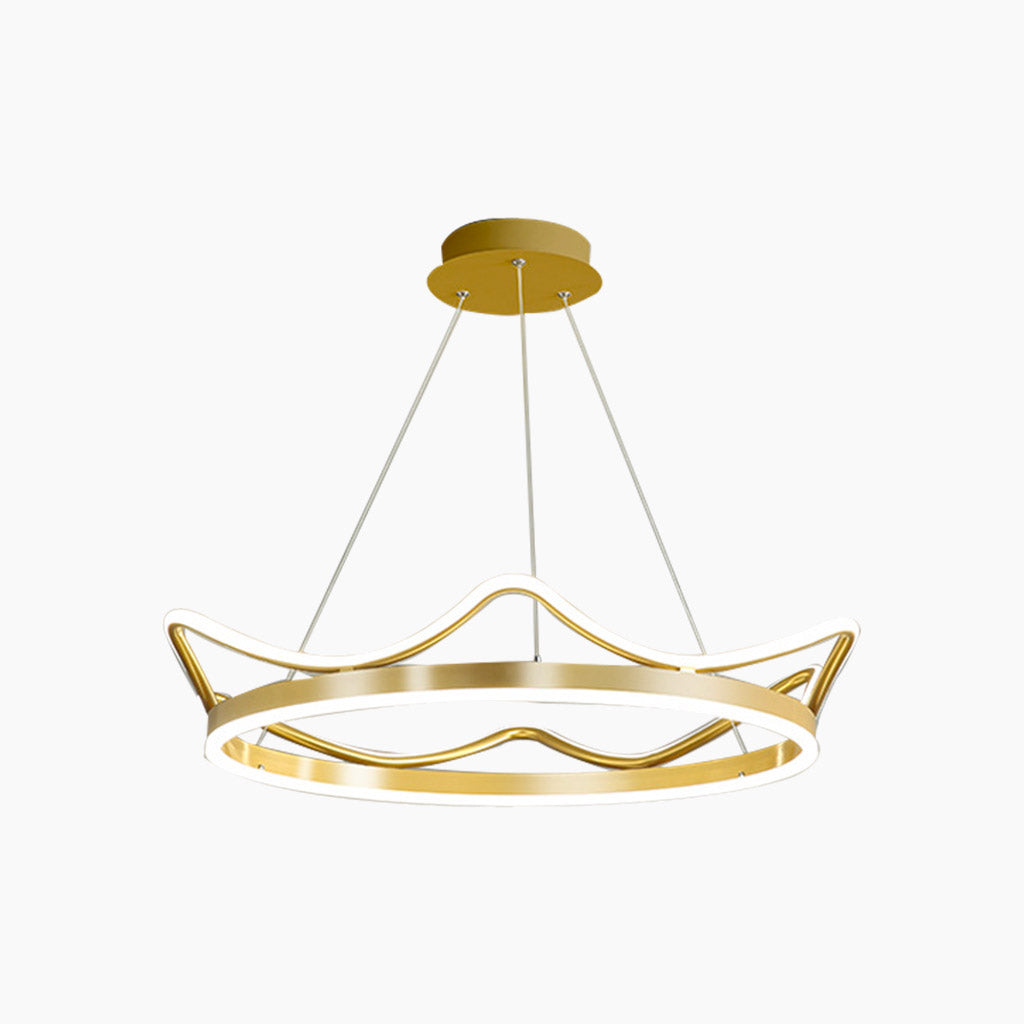 Girls Room Chandelier Light Romantic Crown Dimmable LED, Gold / Pink