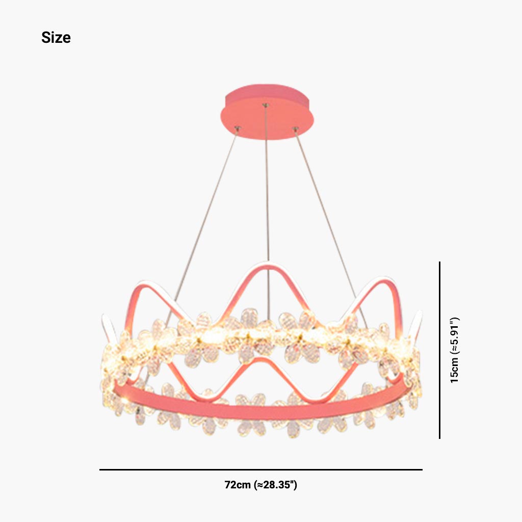 Girls Room Chandelier Light Romantic Crown Dimmable LED, Gold / Pink