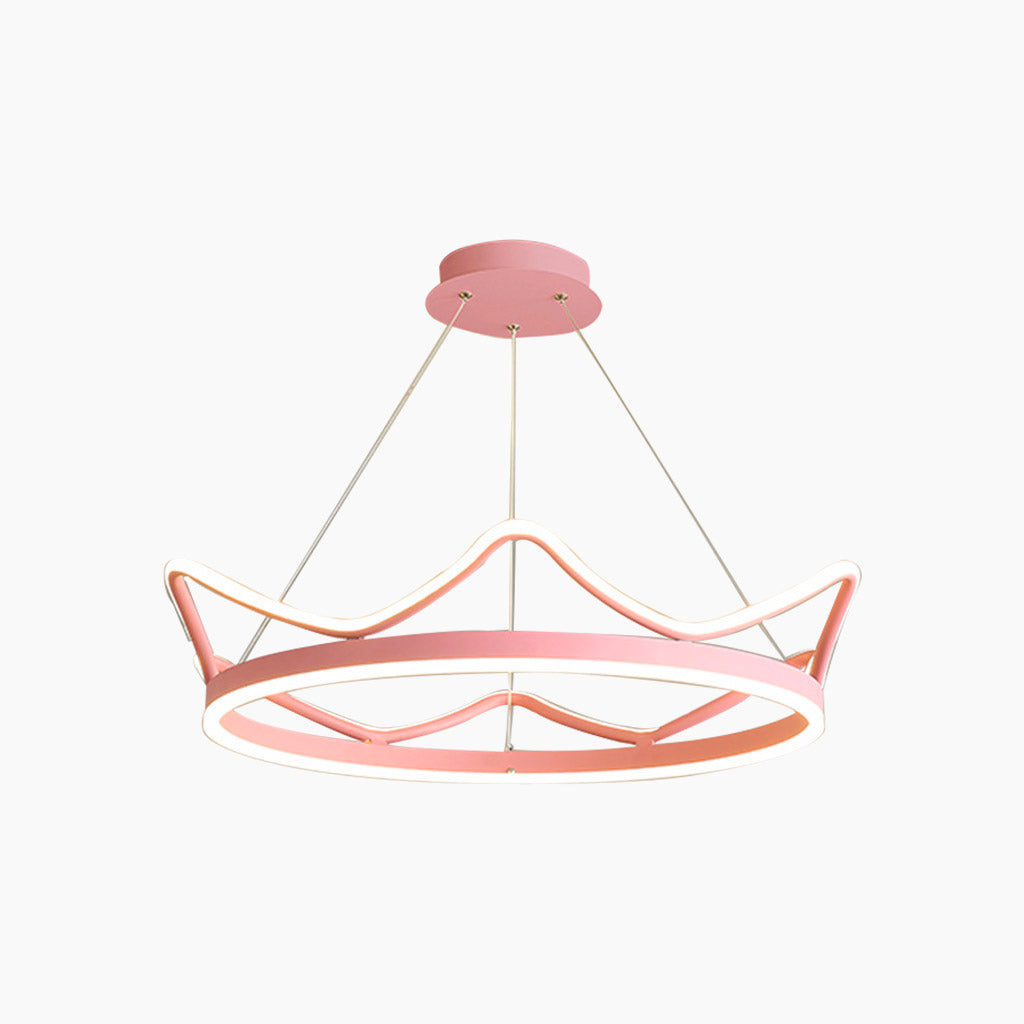 Girls Room Chandelier Light Romantic Crown Dimmable LED, Gold / Pink
