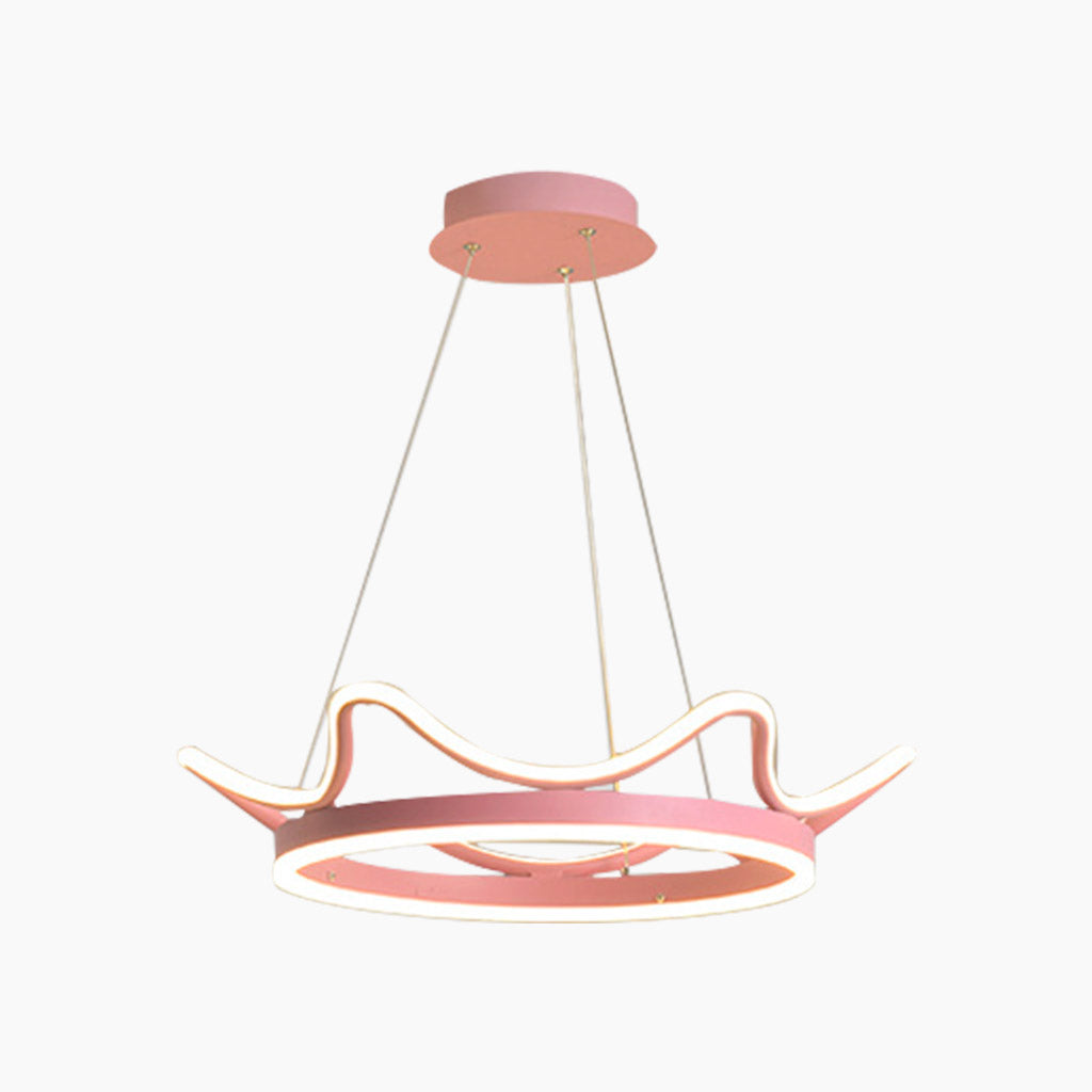 Girls Room Chandelier Light Romantic Crown Dimmable LED, Gold / Pink