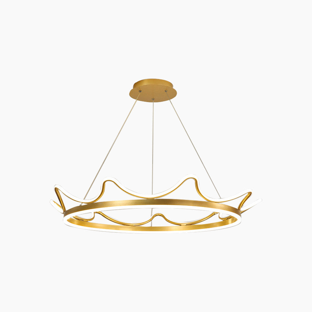 Girls Room Chandelier Light Romantic Crown Dimmable LED, Gold / Pink
