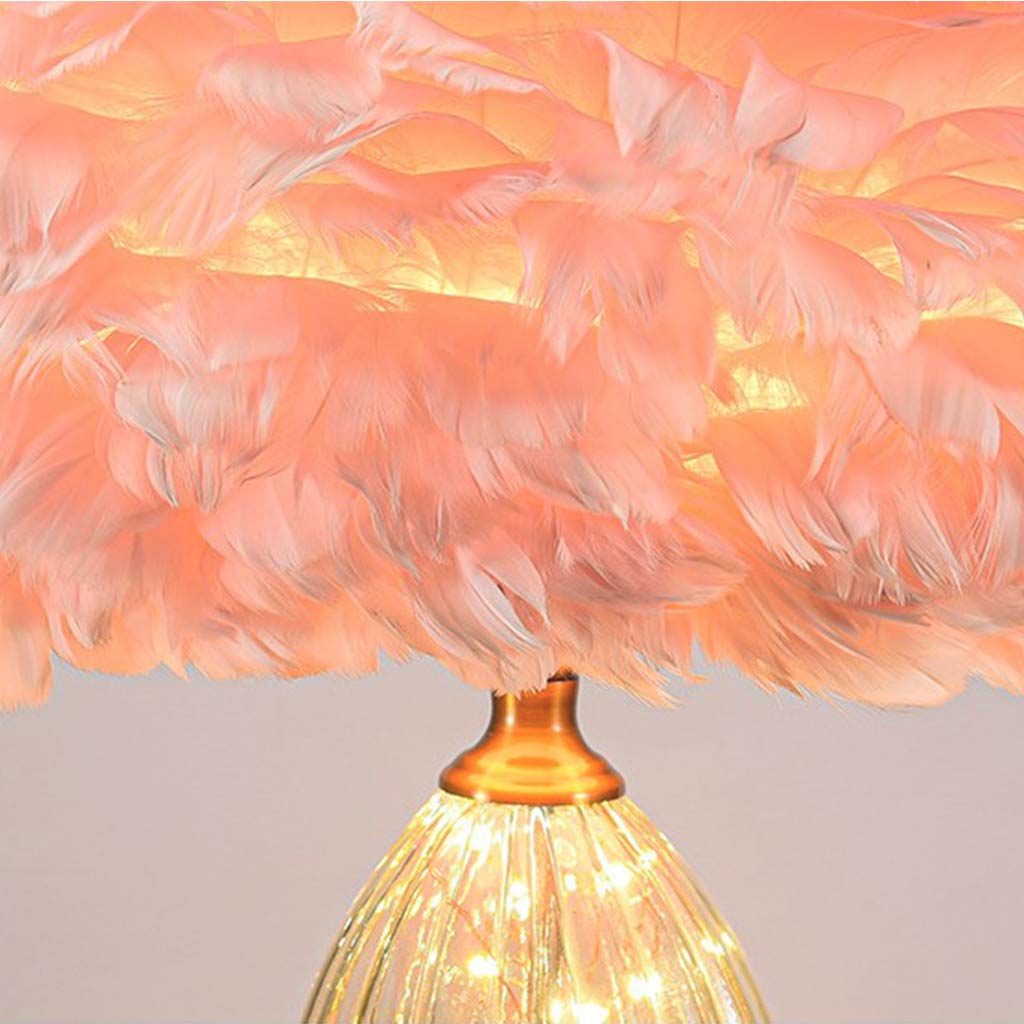 Feather Shade Floor Lamp Glass Teardrop, Pink/White