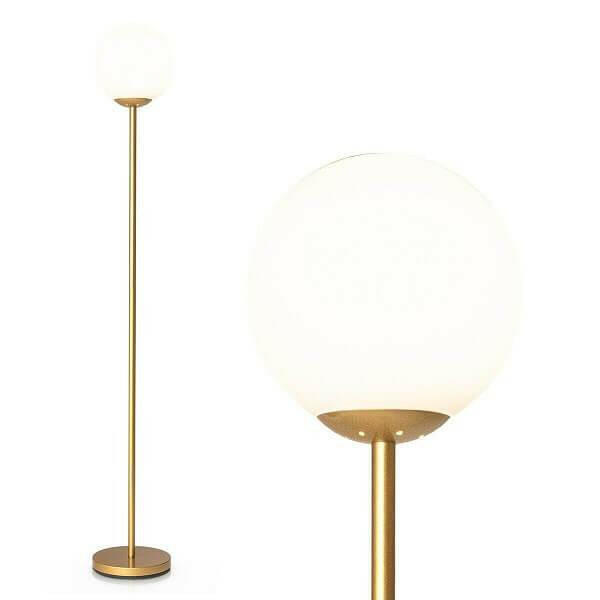 Glass Globe LED Floor Lamp w/ Acrylic Lampshade