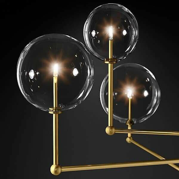 Glass Globe Mobile Three-Arm Chandelier