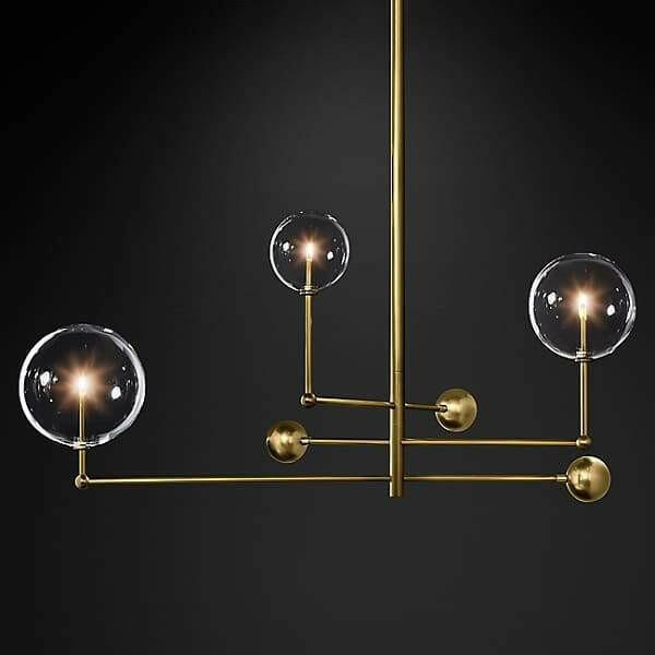 Glass Globe Mobile Three-Arm Chandelier