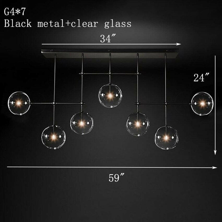 Glass Globe Mobile Linear Chandelier