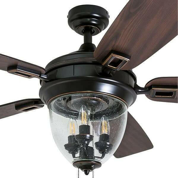 Glencrest - 52" Craftsman Industrial Oil Rubbed Bronze LED Outdoor Ceiling Fan with Light