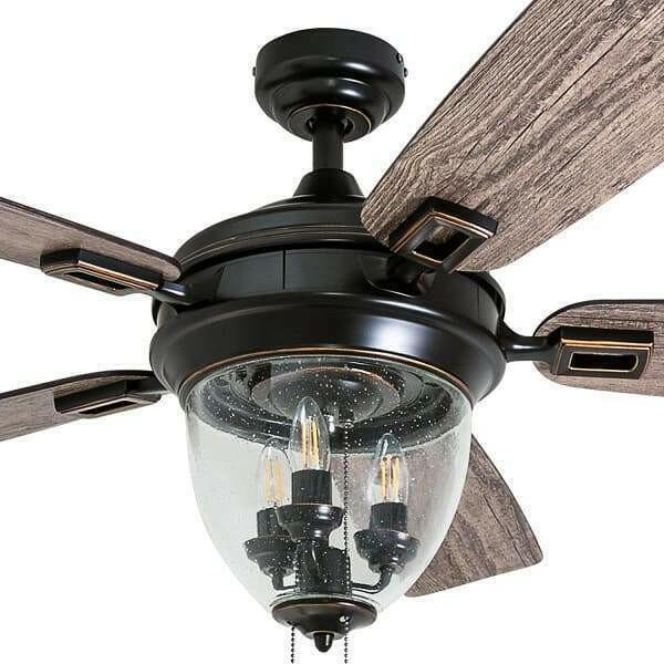Glencrest - 52" Craftsman Industrial Oil Rubbed Bronze LED Outdoor Ceiling Fan with Light