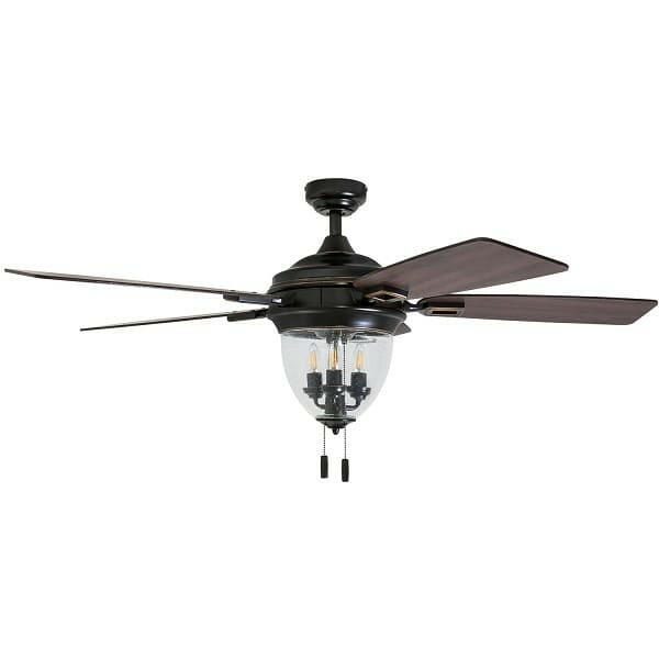 Glencrest - 52" Craftsman Industrial Oil Rubbed Bronze LED Outdoor Ceiling Fan with Light