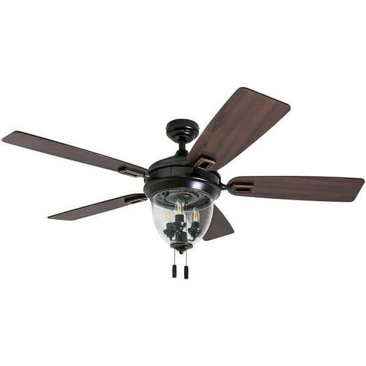 Glencrest - 52" Craftsman Industrial Oil Rubbed Bronze LED Outdoor Ceiling Fan with Light