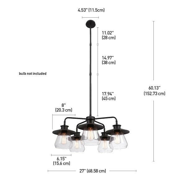Globe - Light  Rubbed Bronze Chandelier with Glass Shades