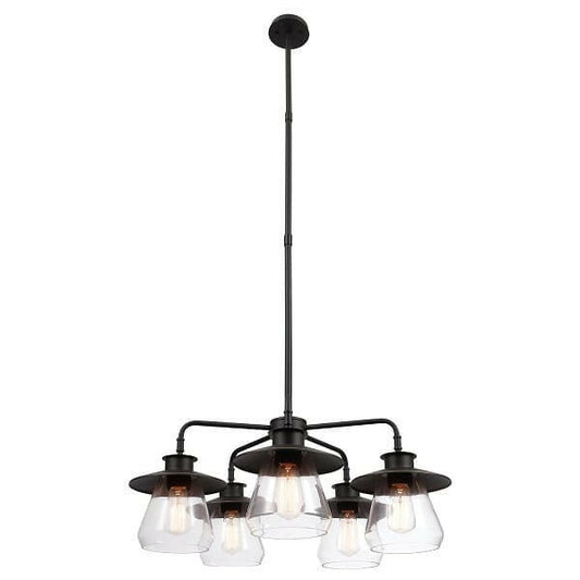 Globe - Light  Rubbed Bronze Chandelier with Glass Shades