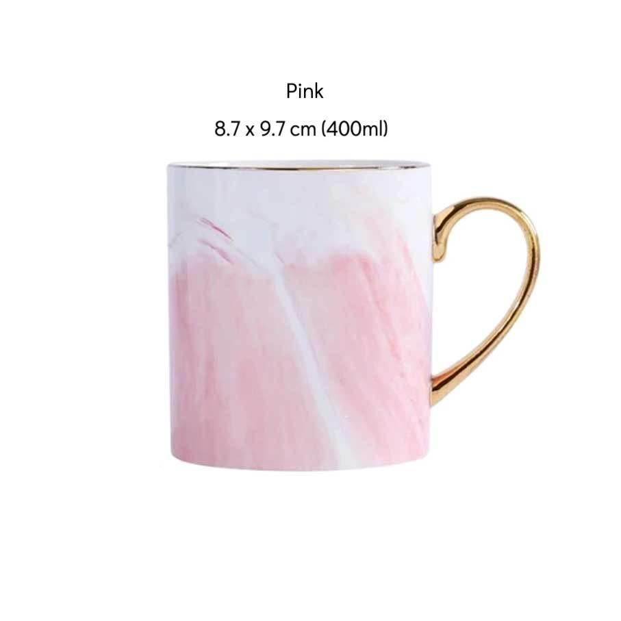 Gold Handle Marble Mugs - Nordic Side - 