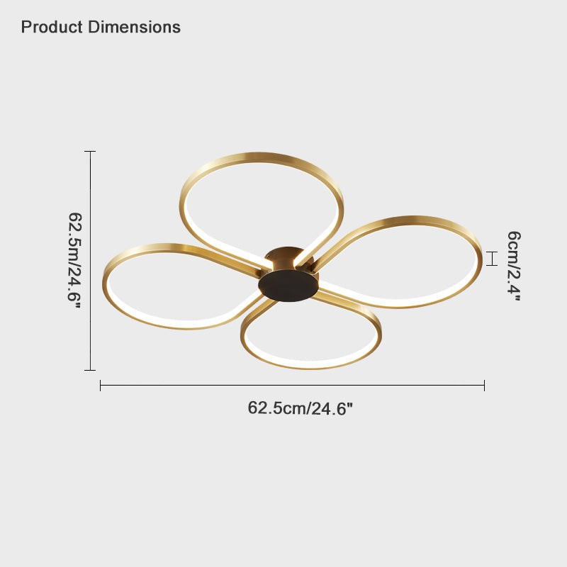 WOMO Clover Flower Brass Flush Mount Ceiling Light-WM1070