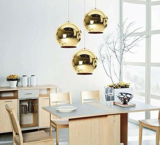 Gold shade mirror ball pendant Light